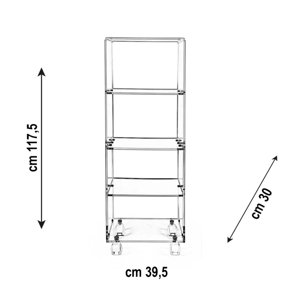 Plexiglass Kitchen Storage Trolley Made in Italy - Ercolano Viadurini