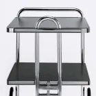 Food Trolley in Chromed and Laminated Steel Made in Italy - Singapore Viadurini