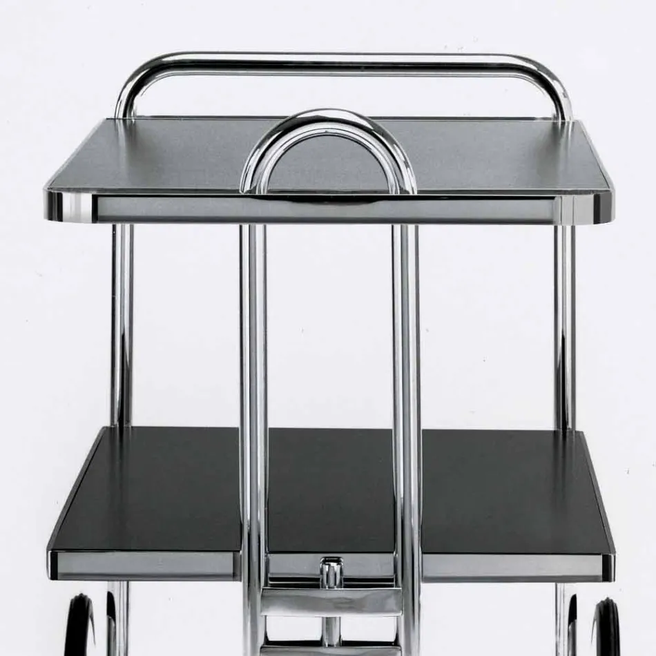 Food Trolley in Chromed and Laminated Steel Made in Italy - Singapore Viadurini