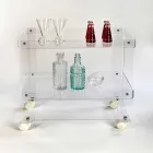 Modern trolley with 2 shelves L 60,5cm in Diso plexiglass Viadurini