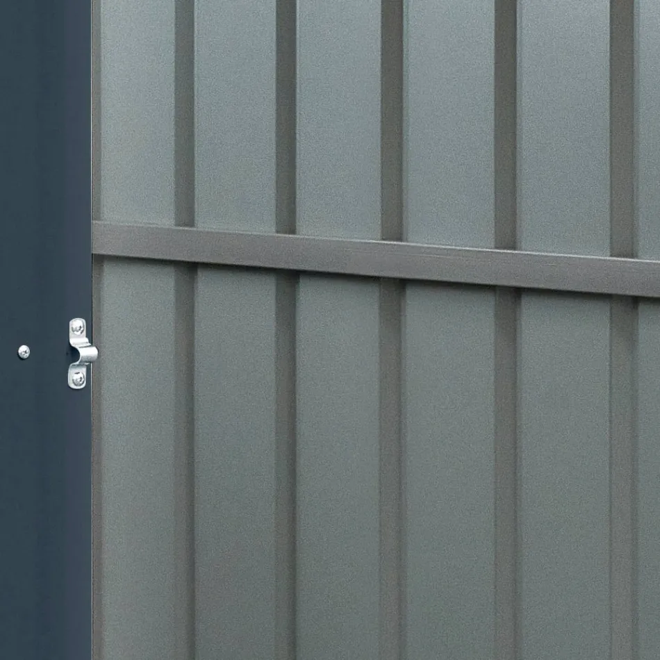 Anthracite Sheet Metal Lean-To Garden Shed with Hinged Door - Cucciolo Viadurini