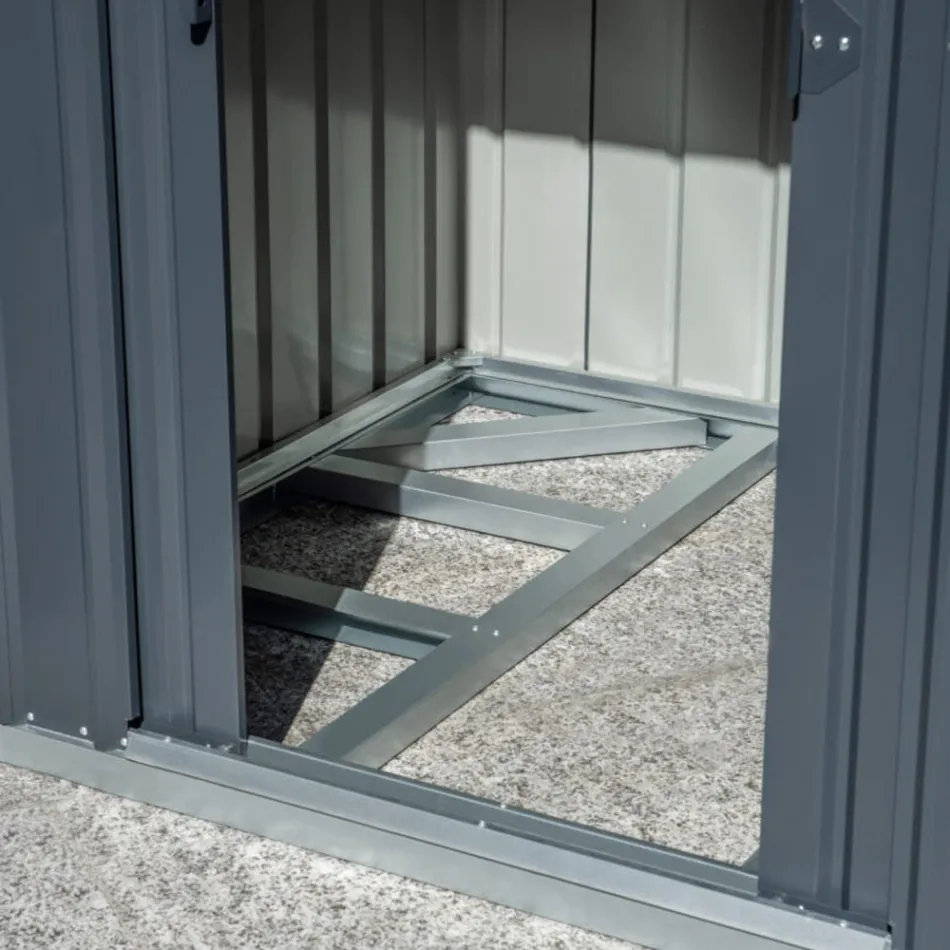 Anthracite Sheet Metal Lean-To Garden Shed with Hinged Door - Cucciolo Viadurini