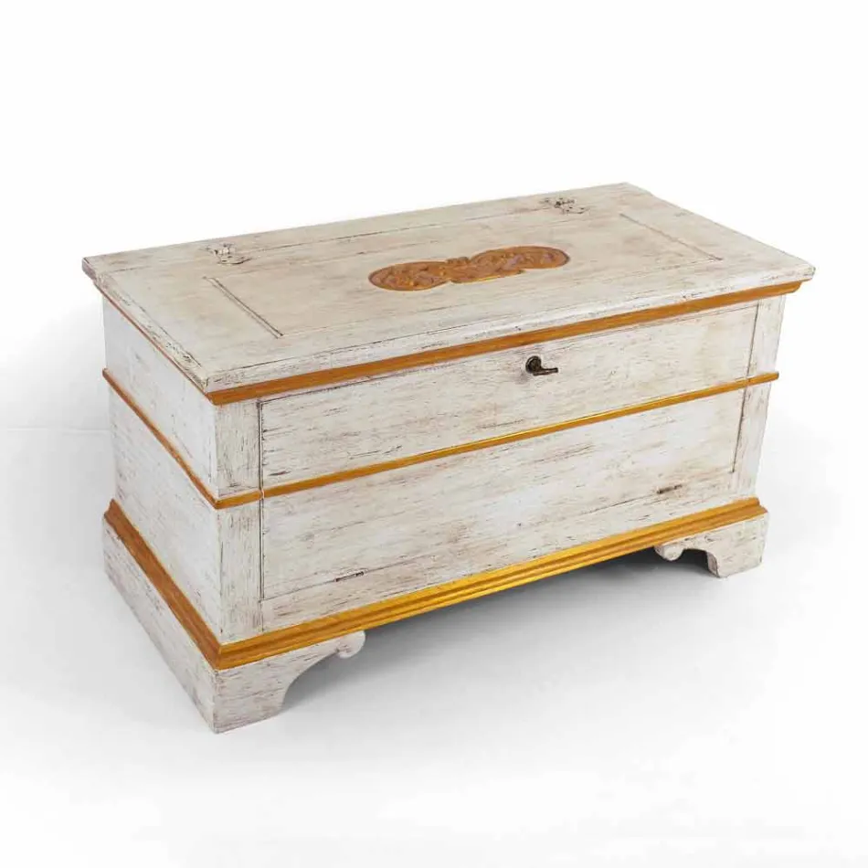 Chest Handmade in Solid Wood with Gold Profiles Made in Italy - Caio Viadurini