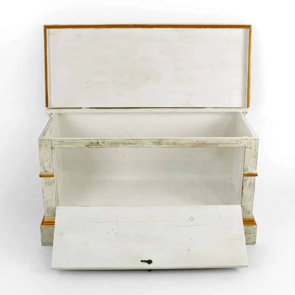 Chest Handmade in Solid Wood with Gold Profiles Made in Italy - Caio Viadurini