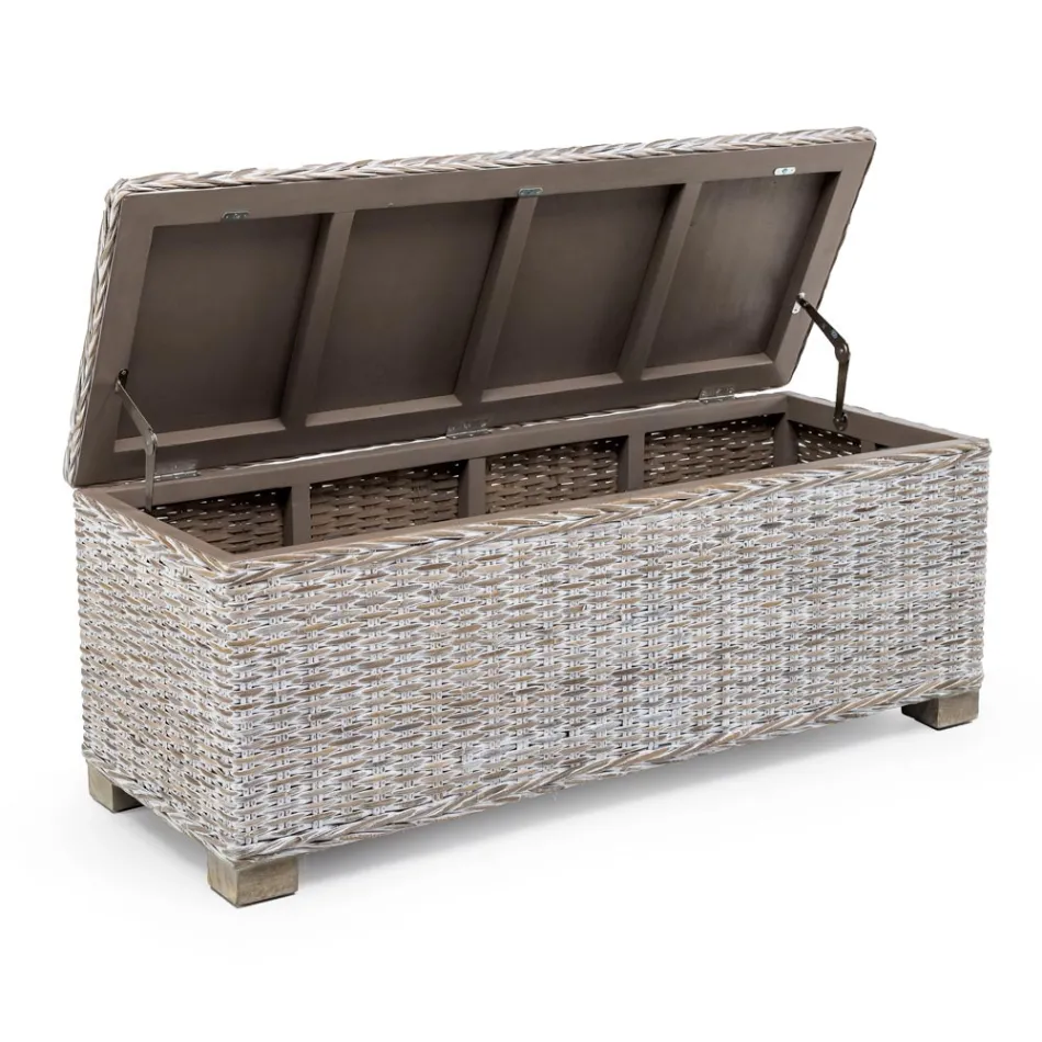 Outdoor chest in natural fiber of Kubù - Nogitsune Viadurini