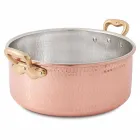 Medium Saucepan in Tinned Copper Round Hand with 2 Handles 28 cm - Gianfranco Viadurini