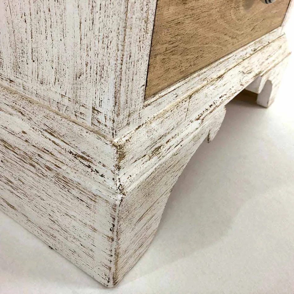 Artisan Chest of Drawers with 4 Drawers in White Wood Made in Italy - Manhattan Viadurini