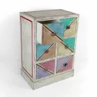 Handcrafted Wooden Chest of Drawers with Colored Drawers Made in Italy - Brighella Viadurini