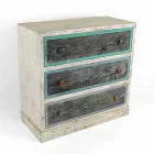 Artisan Chest of Drawers in Fir Wood with 3 Drawers Made in Italy - Monkey Viadurini