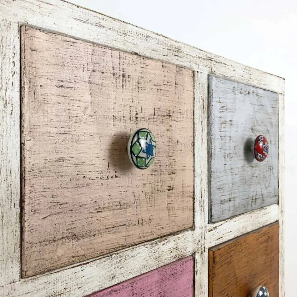 Artisan Chest of Drawers in Solid Wood with 9 Drawers Made in Italy - Pierrot Viadurini