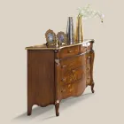 Bedroom Chest of Drawers in Inlaid Wood and Mirror Made in Italy - Cambrige Viadurini