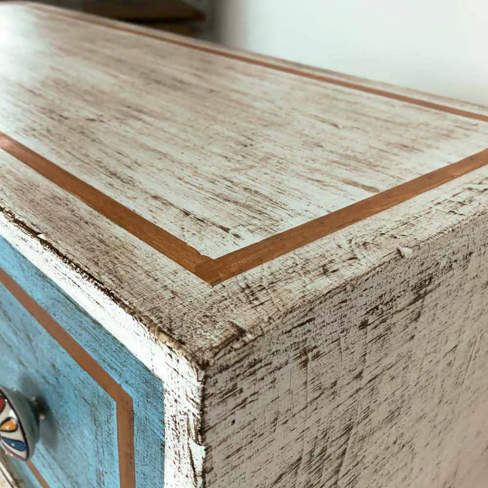 Chest of Drawers with Colored Drawers and Ceramic Knobs Made in Italy - Hendriks Viadurini