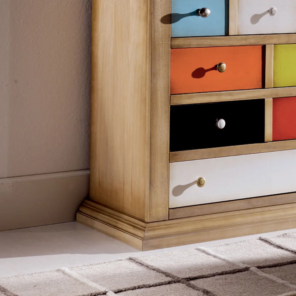 Chest of drawers with all colored drawers and different handles Made in Italy - Aditya Viadurini