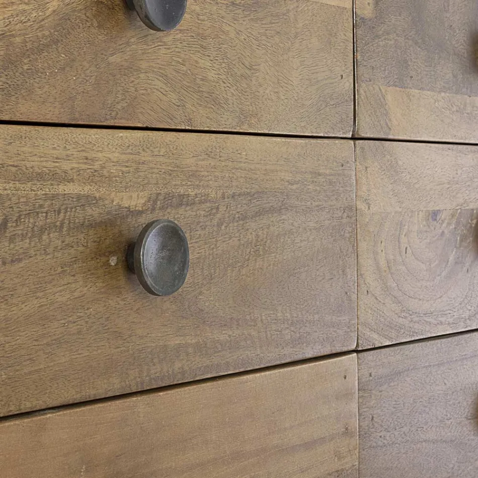 Chest of Drawers in Mango Wood with 6 Drawers of Vintage Design - Desiderio Viadurini