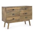 Chest of Drawers in Mango Wood with 6 Drawers of Vintage Design - Desiderio