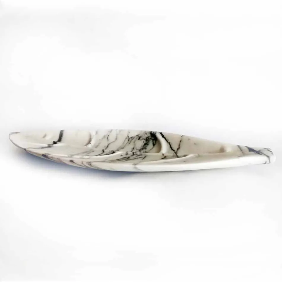 Centerpiece in Arabescato Marble with Leaf Shape Made in Italy - Treviso Viadurini