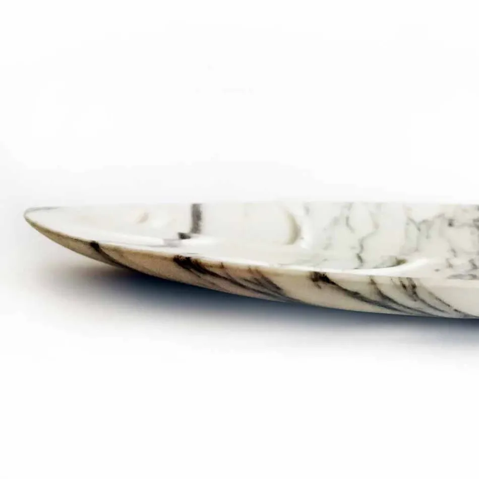Centerpiece in Arabescato Marble with Leaf Shape Made in Italy - Treviso Viadurini