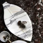 Centerpiece in Arabescato Marble with Leaf Shape Made in Italy - Treviso Viadurini