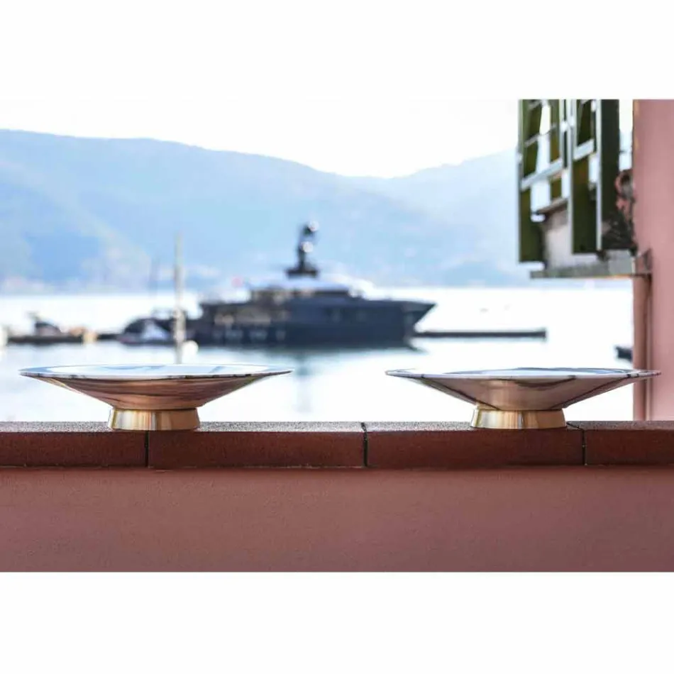 Centerpiece in Brezza della Versilia Marble and Metal Made in Italy - Amabile Viadurini