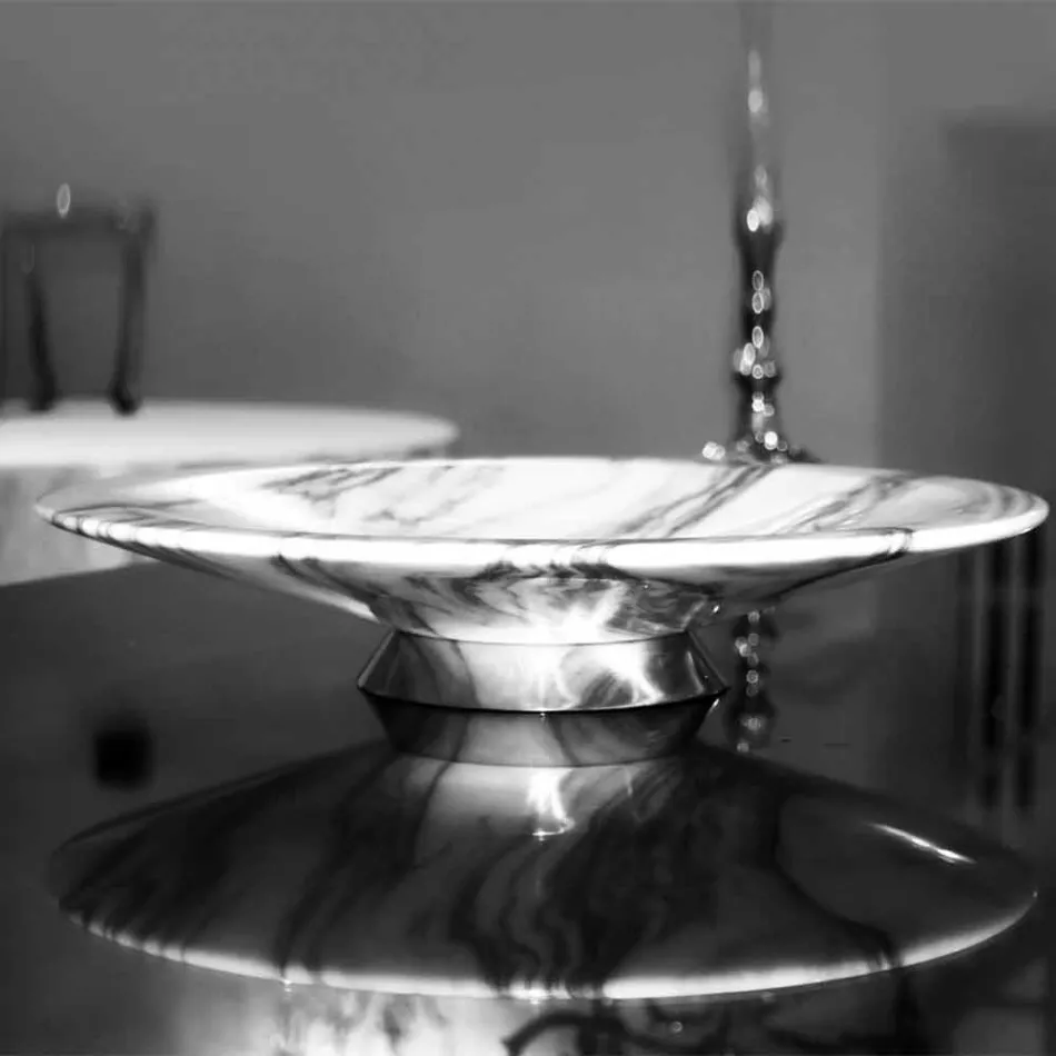 Centerpiece in Brezza della Versilia Marble and Metal Made in Italy - Amabile Viadurini