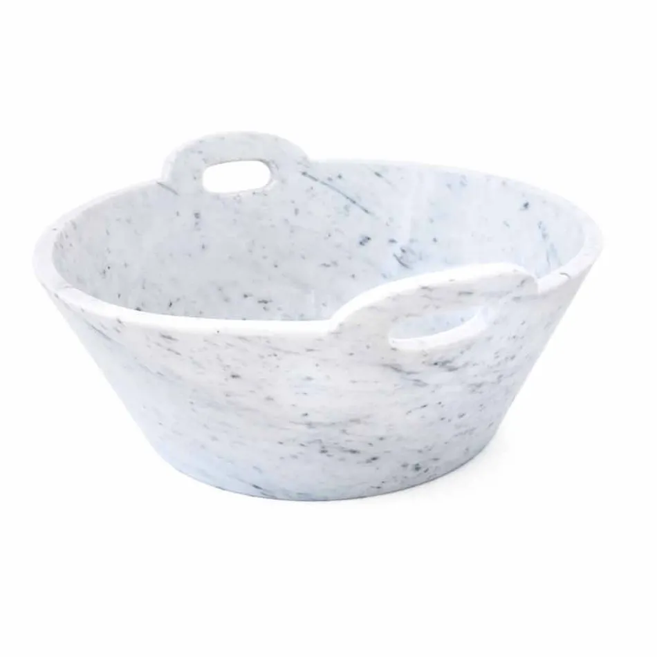 Basket in White Carrara Marble of Italian Luxury Design - Tinozzo Viadurini