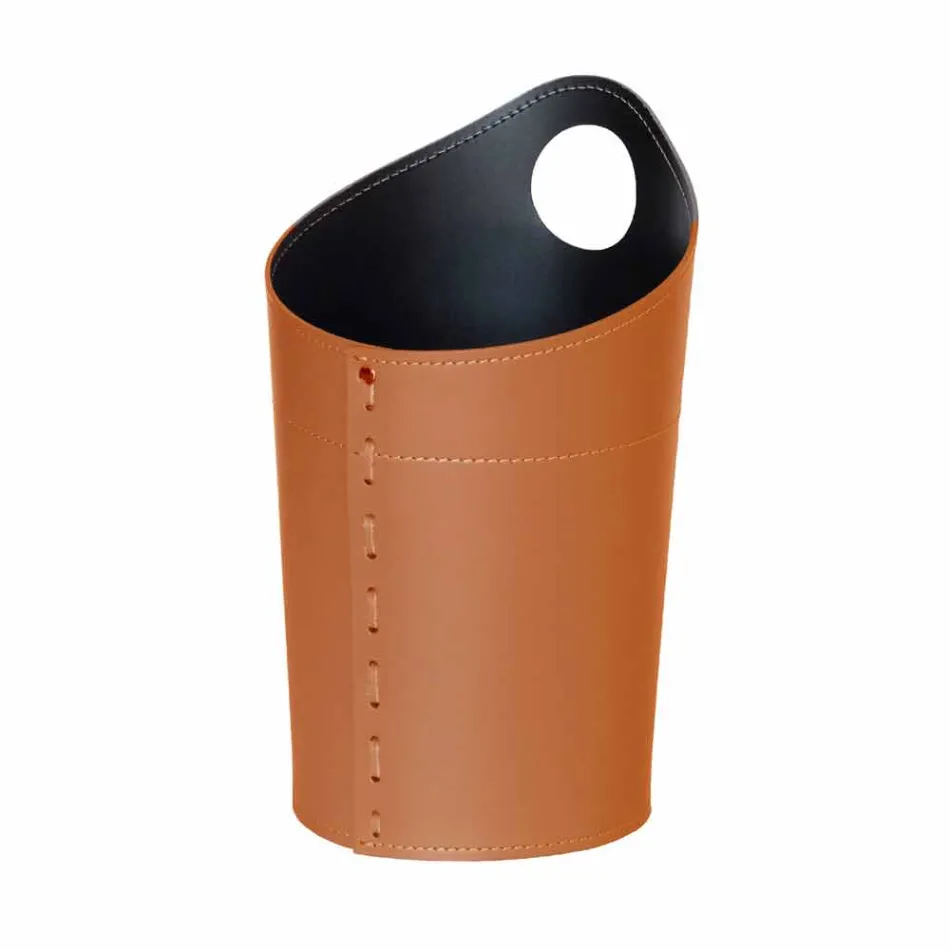 Recycled paper waste basket in Ambrogio handmade leather Viadurini