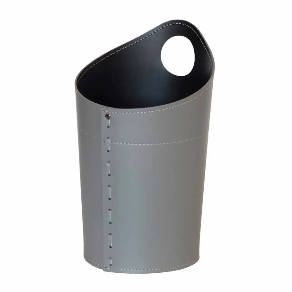Recycled paper waste basket in Ambrogio handmade leather Viadurini