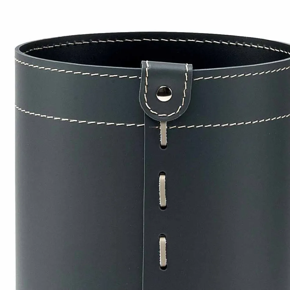 Waste paper basket in regenerated handmade leather Battista Viadurini