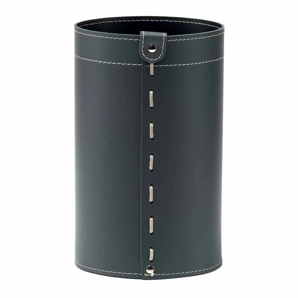 Waste paper basket in regenerated handmade leather Battista Viadurini