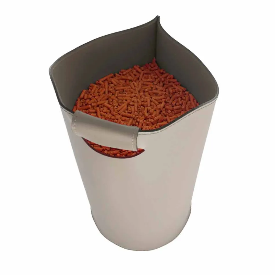 Internal leather pellet basket 15 Kg of Sapel design Viadurini