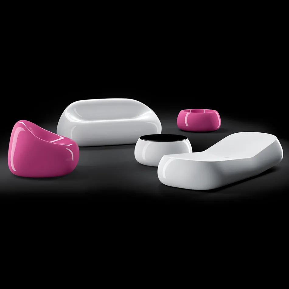 Design Outdoor Chaise Longue in White Polyethylene Made in Italy - Ervin Viadurini