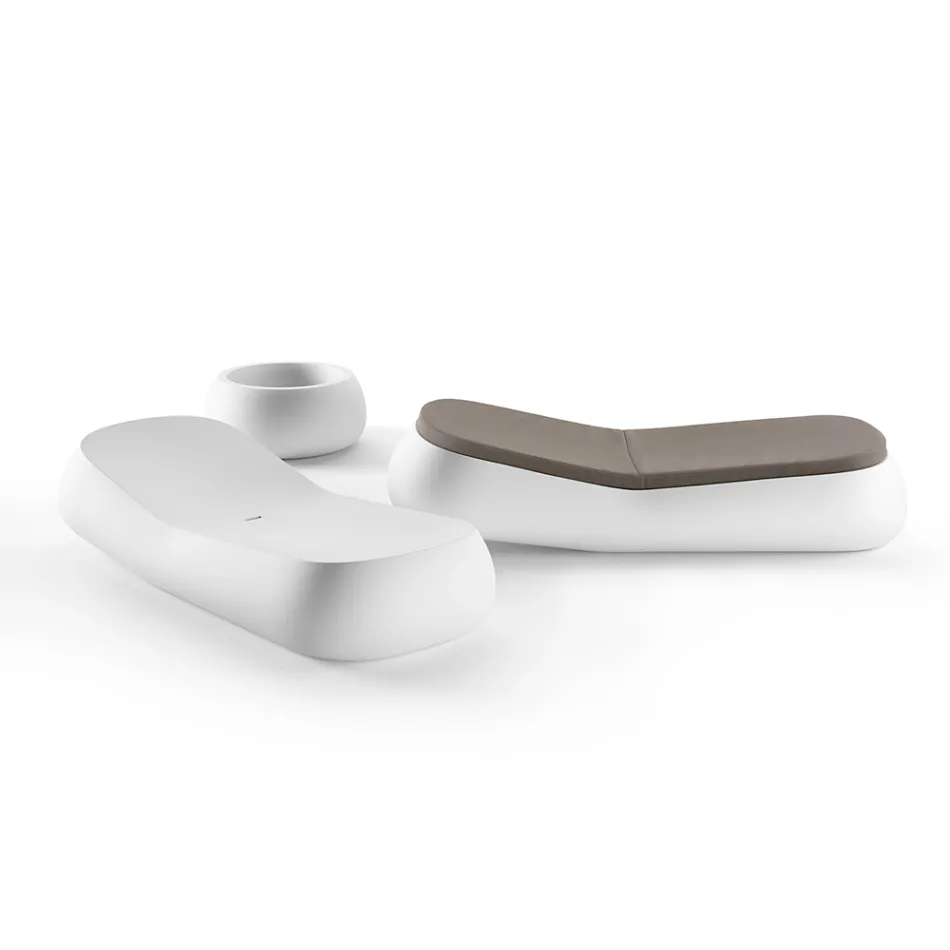 Design Outdoor Chaise Longue in White Polyethylene Made in Italy - Ervin Viadurini