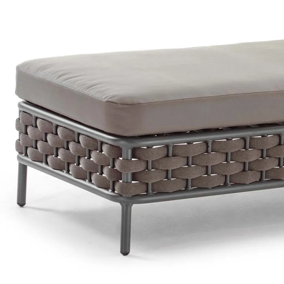 Outdoor Chaise Longue in Rope and Cushions with Removable Fabric Covers - Jamaica Viadurini