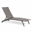 Outdoor Chaise Longue in Textilene and Aluminum with Wheels, 4 Pieces - Babilonia Viadurini