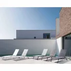 Outdoor Chaise Longue in Textilene and Aluminum with Wheels, 4 Pieces - Babilonia Viadurini