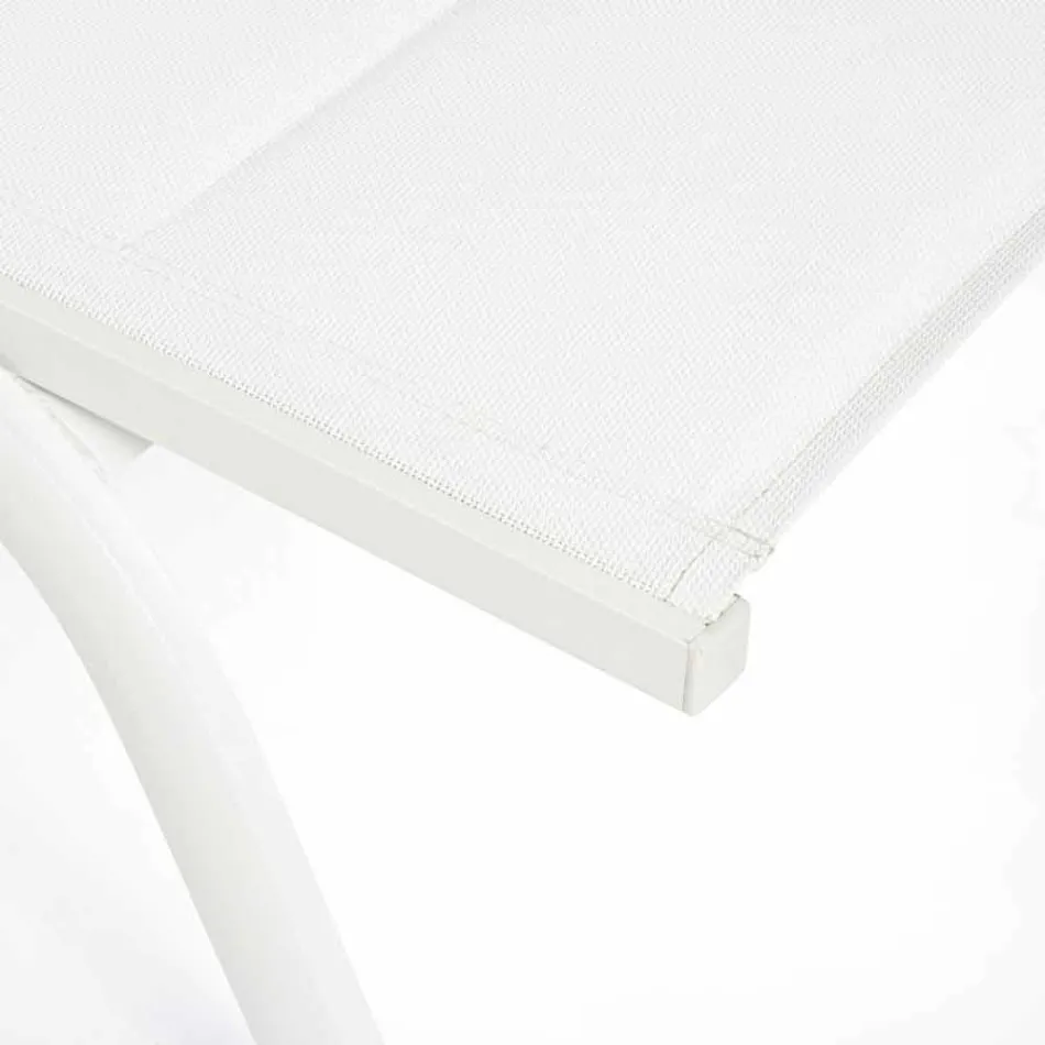 Outdoor Chaise Longue in Textilene and Aluminum with Wheels, 4 Pieces - Babilonia Viadurini