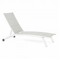 Outdoor Chaise Longue in Textilene and Aluminum with Wheels, 4 Pieces - Babilonia