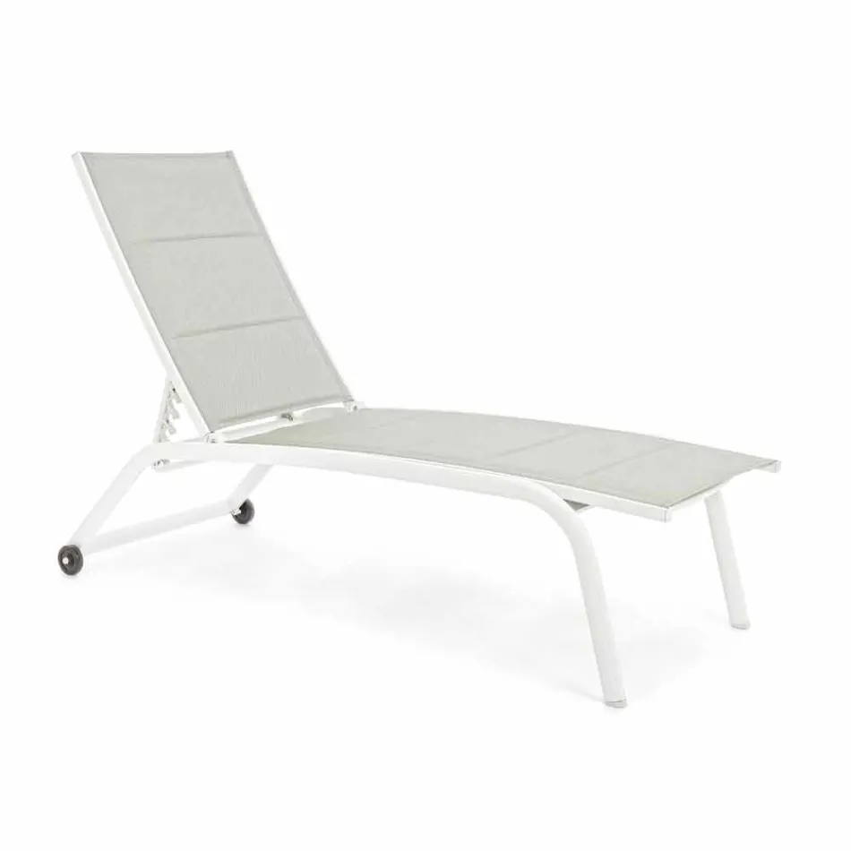 Garden Chaise Longue with Wheels and Reclining Backrest, 4 Pieces - Babilonia Viadurini