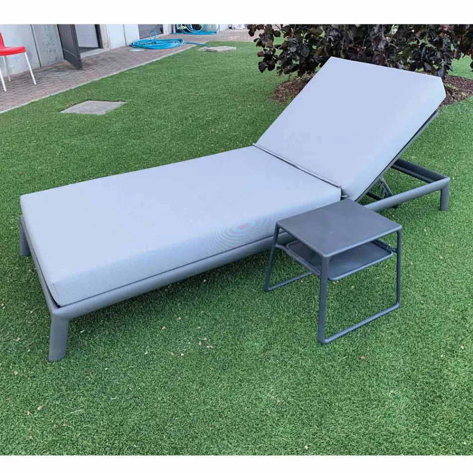 Garden Chaise Longue in Aluminum with Fabric Covering - Eufemia Viadurini