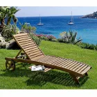 Wooden Garden Chaise Longue with Design Wheels for Outdoor - Roxen Viadurini
