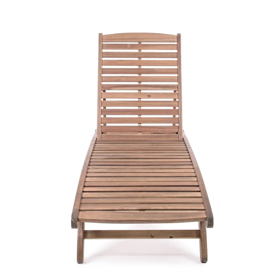 Wooden Garden Chaise Longue with Design Wheels for Outdoor - Roxen Viadurini