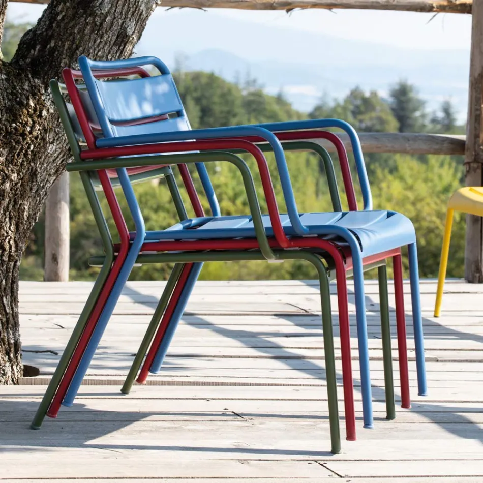 Outdoor Chaise Loungue with Metal Footrest Made in Italy - Amina Viadurini