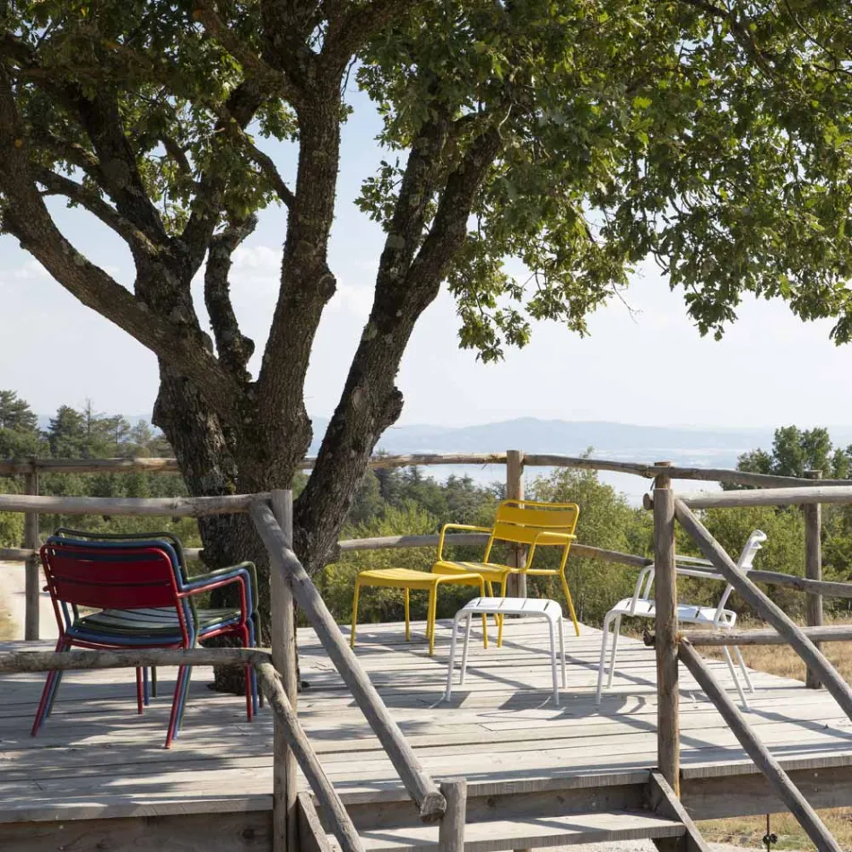 Outdoor Chaise Loungue with Metal Footrest Made in Italy - Amina Viadurini