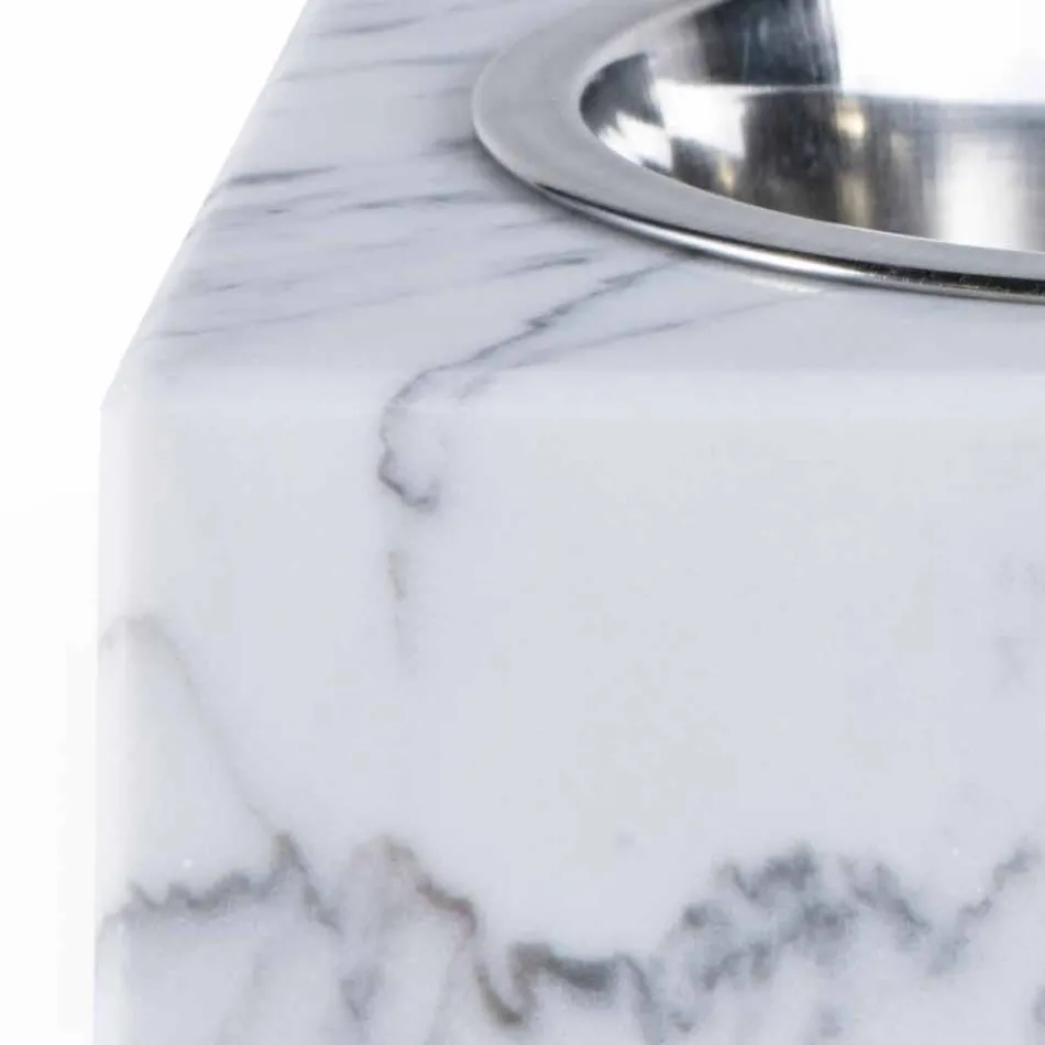 Dogs and Cats Bowl in White Carrara Marble Made in Italy - Ciotta Viadurini