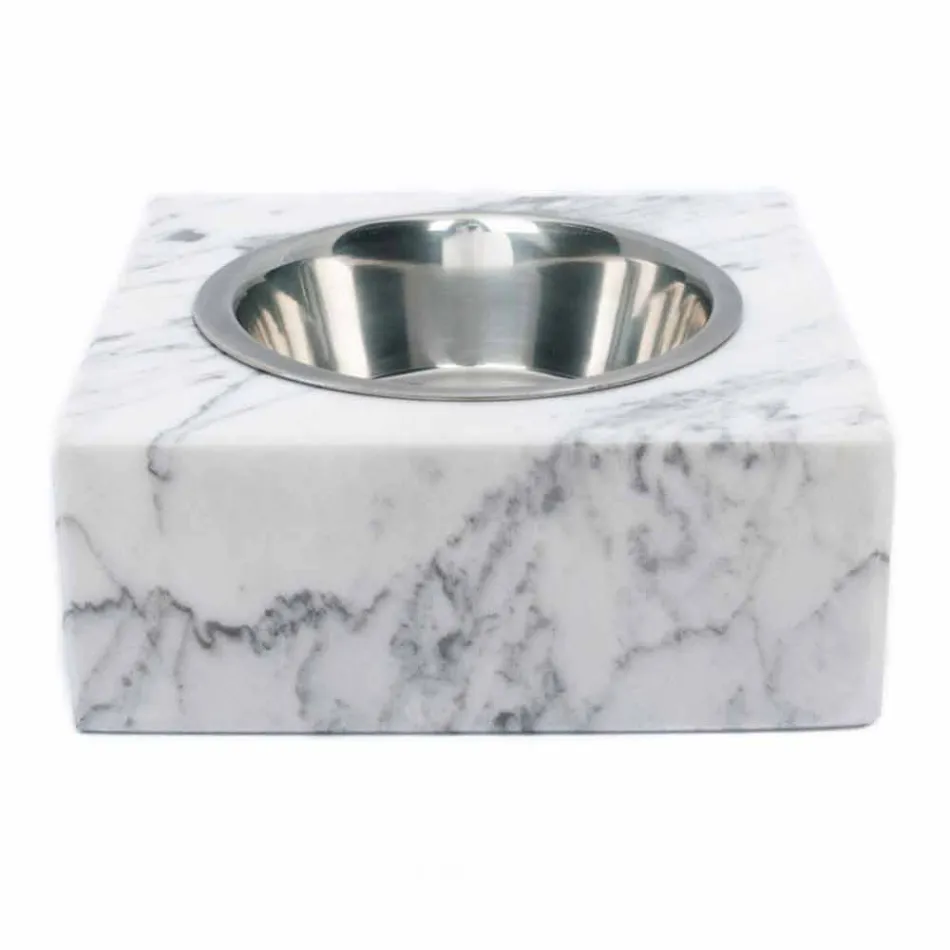 Dogs and Cats Bowl in White Carrara Marble Made in Italy - Ciotta Viadurini