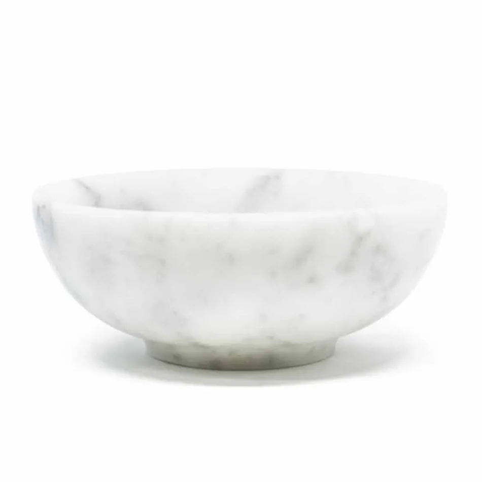 Round Bowl in Satin White Carrara Marble Made in Italy - Delly Viadurini