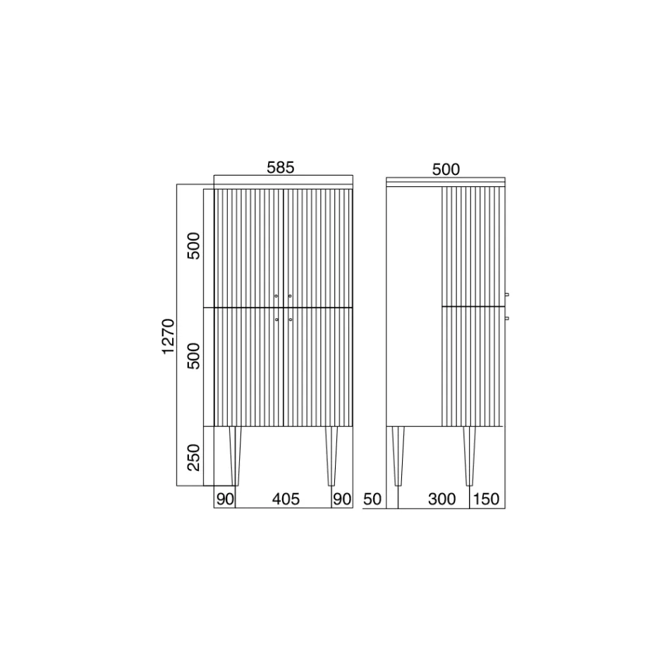 Column with Four Doors with Cannetté Processing Made in Italy - Candy Viadurini