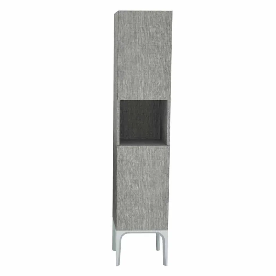 Bathroom column with 2 doors in modern design eco-wood Ambra, made in Italy Viadurini