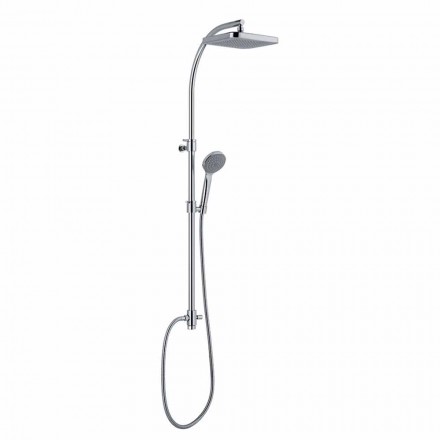 Shower Column with Diverter and Square Shower Head Made in Italy - Silver Viadurini