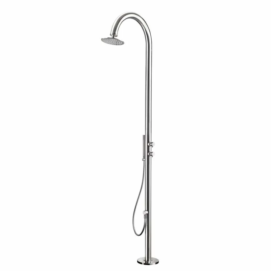 Stainless Steel Garden Shower Column with Hand Shower Made in Italy - Marlen Viadurini
